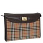 Luxury BurberrySs Nova Check Clutch Bag Canvas Leather Beige Brown Auth 88490