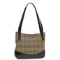 Luxury BurberrySs Nova Check Tote Bag Canvas Leather Beige Brown gold Auth 88513