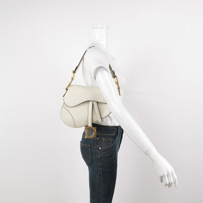 Dior Saddle Medium White 2019 Grained Leather Handbag Rovelle Bags