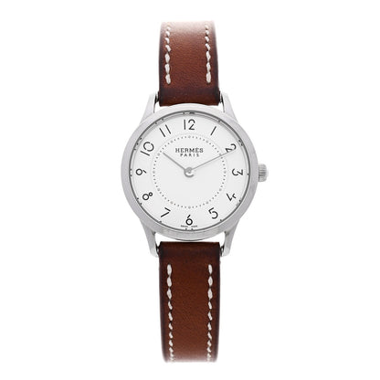 Stainless Steel Barenia 25mm Slim d'Hermes Quartz Watch Fauve