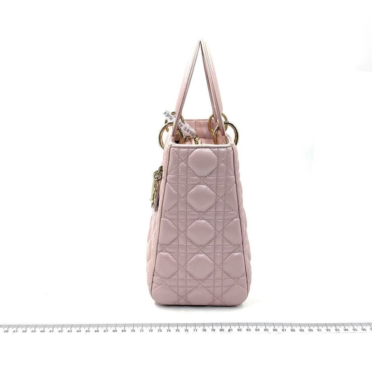Lady Dior Medium Handbag Pearlescent Pink Cannage Leather Gold Hardware Rovelle Bags