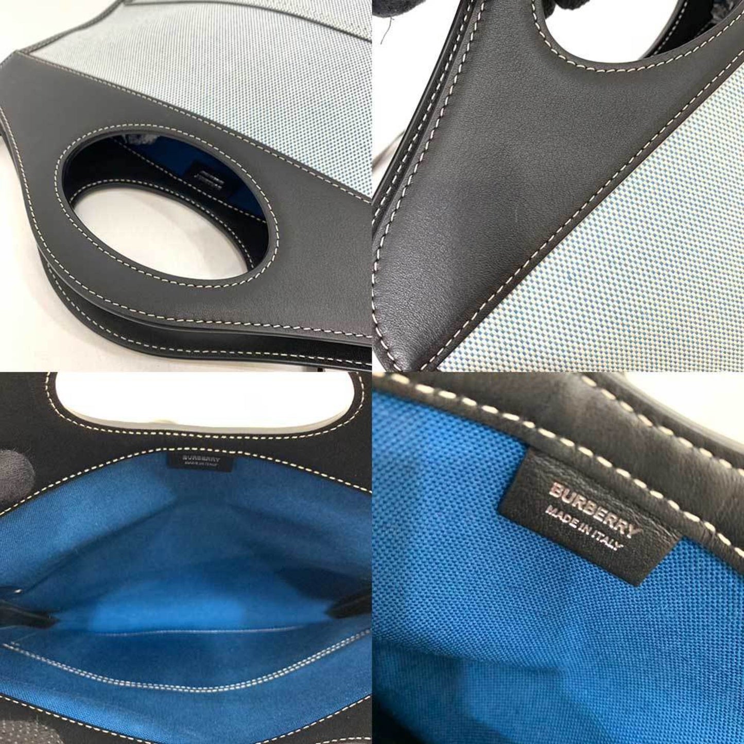 Burberry Pocket Brand Canvas Blue Handbag