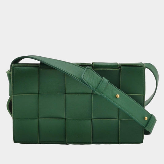 Bottega Veneta Cassette Green Leather Crossbody Bag