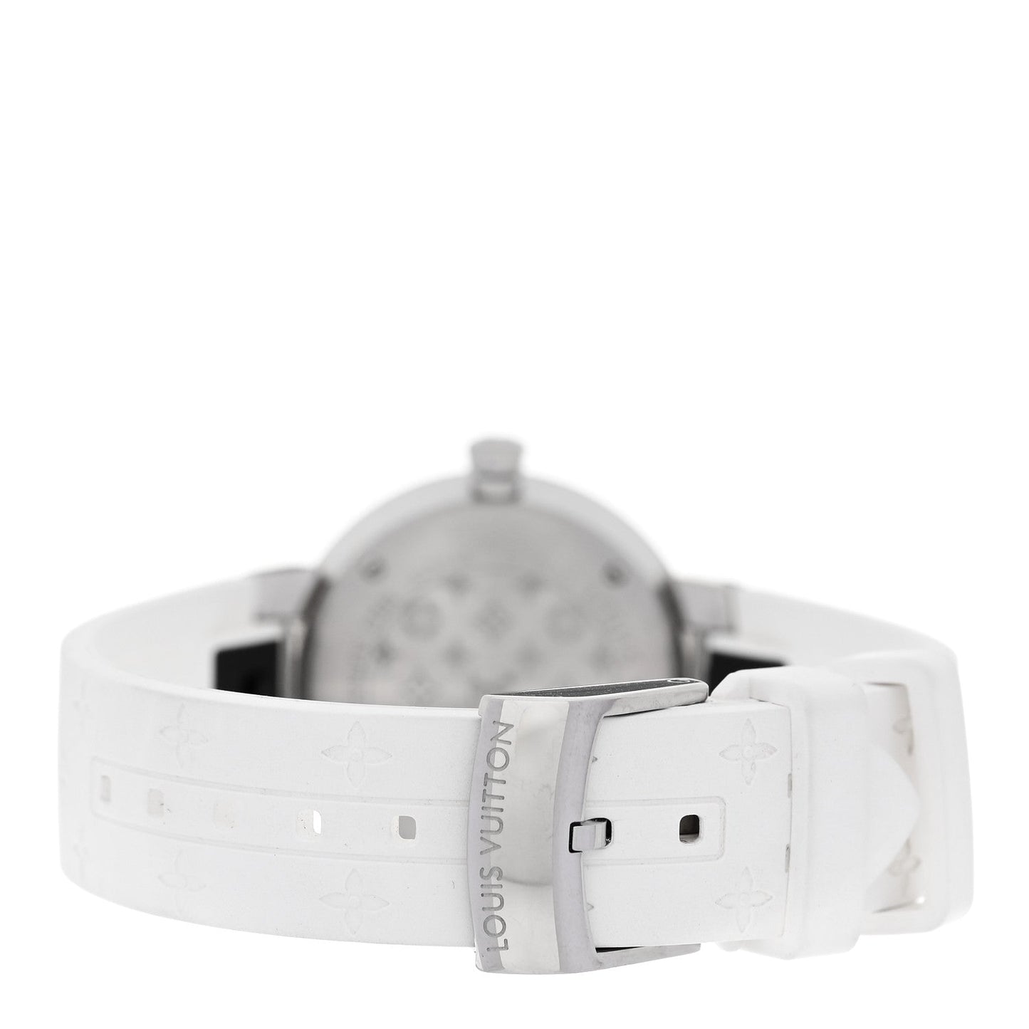 Stainless Steel Rubber Diamond 28mm Tambour Slim Quartz Watch White