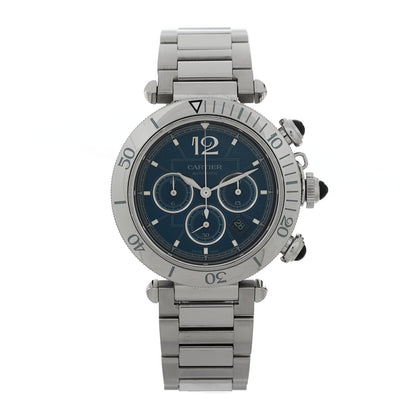 Stainless Steel 41mm Pasha C Chronograph Automatic Watch Blue