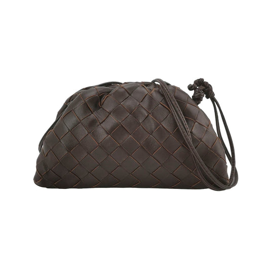 Bottega Veneta Pouch Mini Intrecciato Raisin Purple Brown Lambskin Leather Crossbody Bag