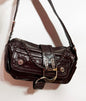 Dior Flight Medium Shoulder Bag Wine Burgundy Crumpled Patent Lambskin Leather Rovelle Bags