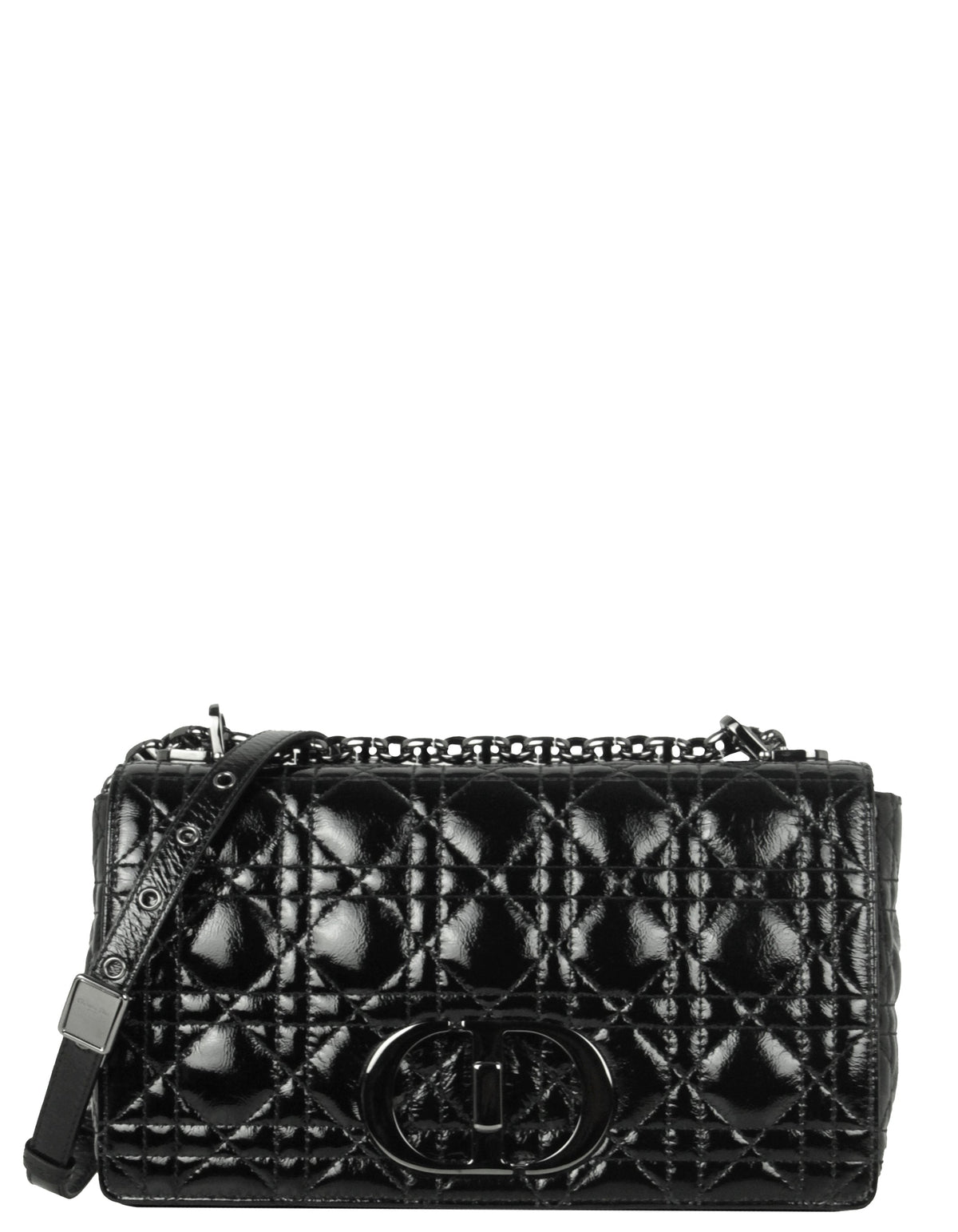 Christian Dior Black Patent Leather Cannage Medium Caro Bag Rovelle Bags