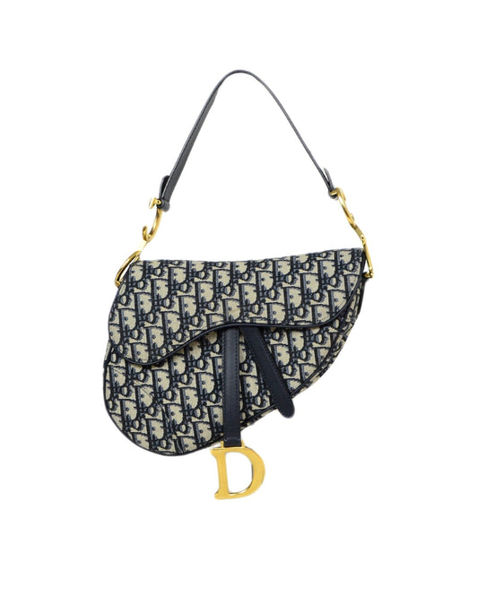 Christian Dior Blue Oblique Monogram Canvas Saddle Bag Rovelle Bags