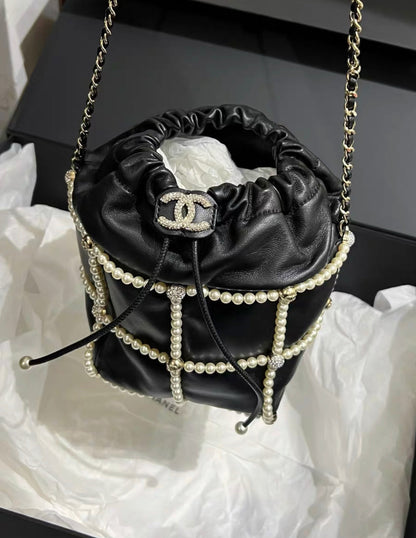 Chanel Luxury Lambskin Black Handbag Lambskin Rovelle Bags
