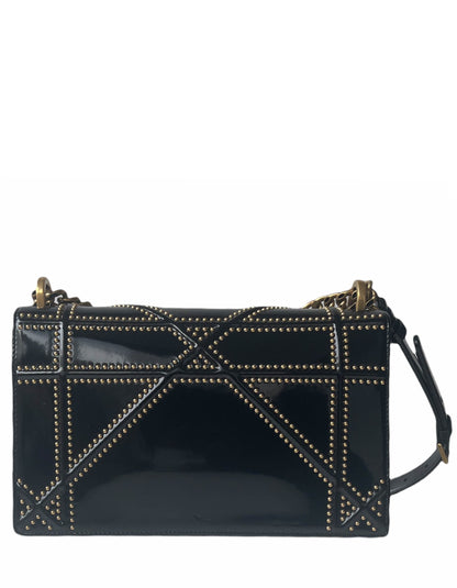 Christian Dior Black Patent Leather Studded Medium Diorama Flap Bag Rovelle Bags