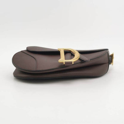 Dior Saddle Medium 2018 Burgundy Brown Grained Leather Handbag Rovelle Bags