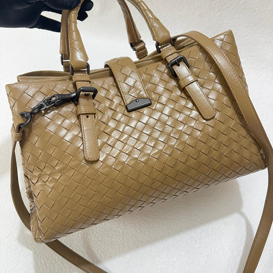 Bottega Veneta Roma Intrecciato Nappa Leather Beige Light Brown Small 30cm