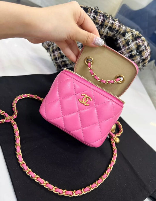 Chanel Vanity Lambskin Pink Shoulder Bag Rovelle Bags