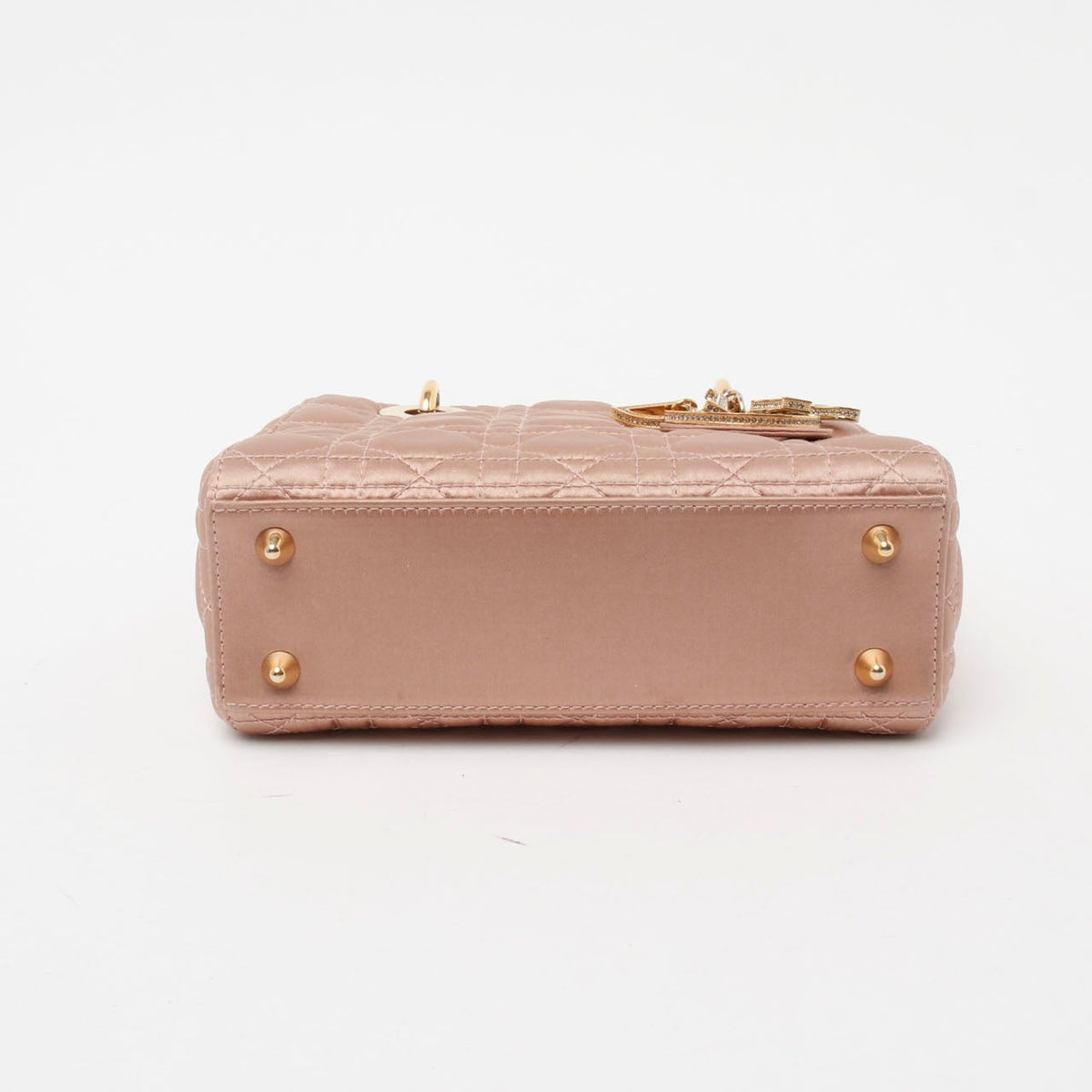 Lady Dior Small My AbcDior Beige Silk Handbag Crystal Charms Rovelle Bags