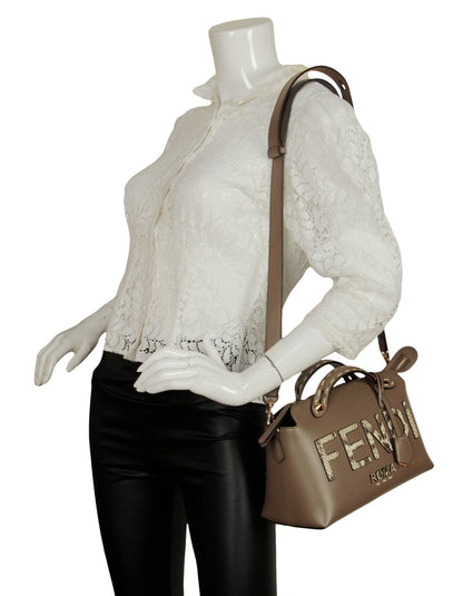 Fendi NEW Grey Leather & Elaphe By The Way Medium Boston Bag Rovelle Bags