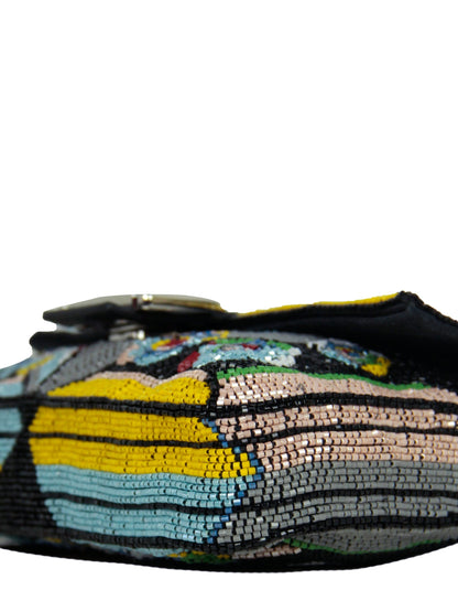 Fendi NWT Floral Beaded Micro Mini Baguette Crossbody Bag Rovelle Bags