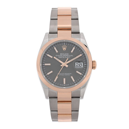 Stainless Steel 18K Everose Gold 36mm Oyster Perpetual Datejust Watch Slate 126201