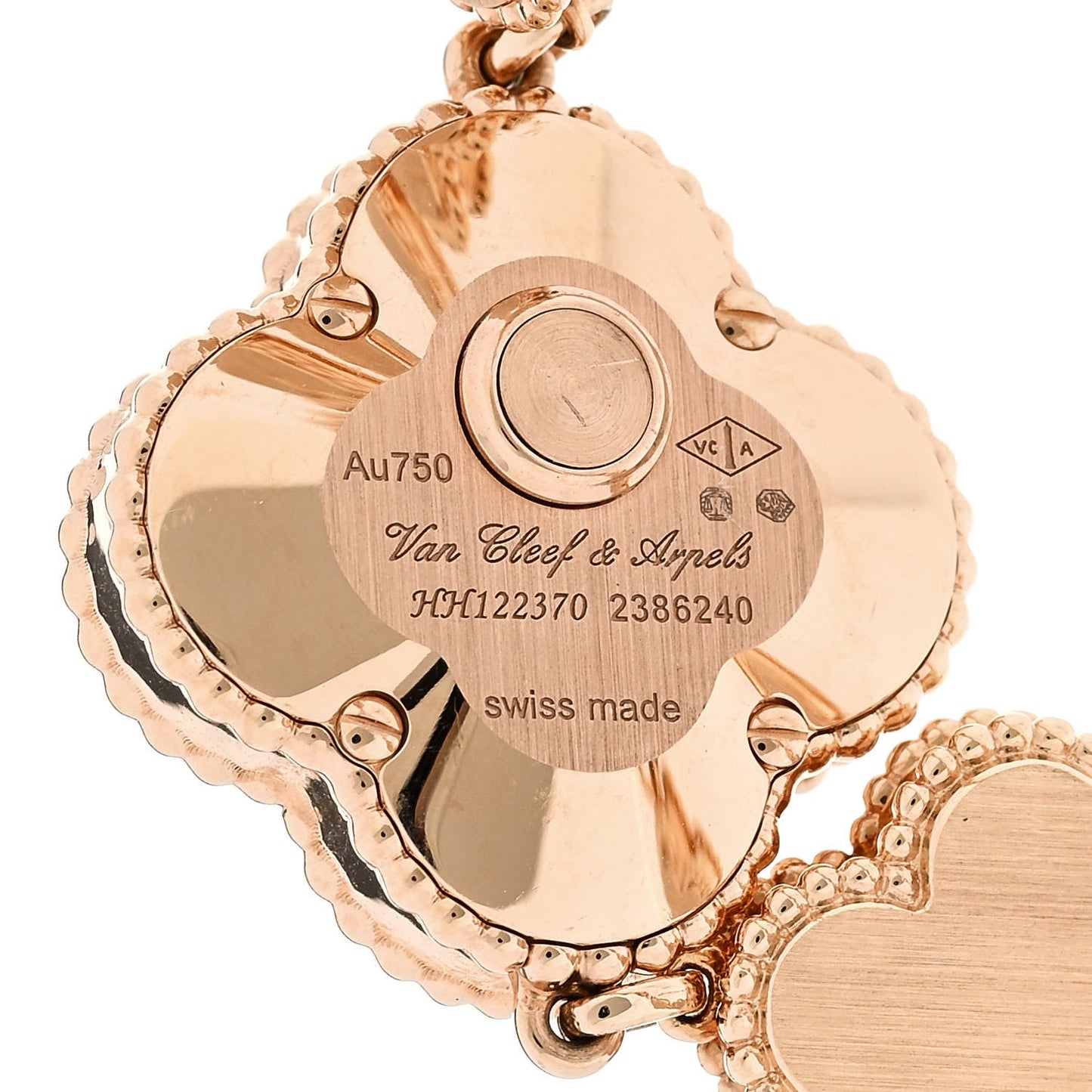 18K Rose Gold Pink Mother of Pearl 23mm Alhambra Guilloche Quartz Watch