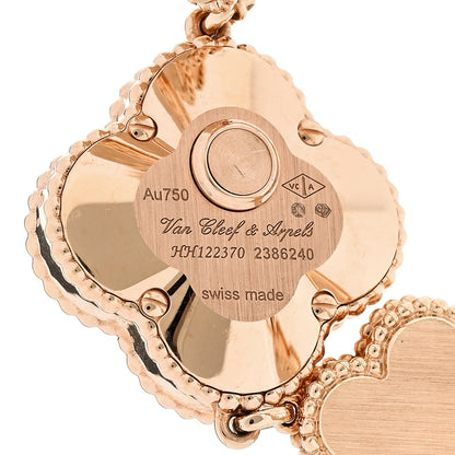 18K Rose Gold Pink Mother of Pearl 23mm Alhambra Guilloche Quartz Watch