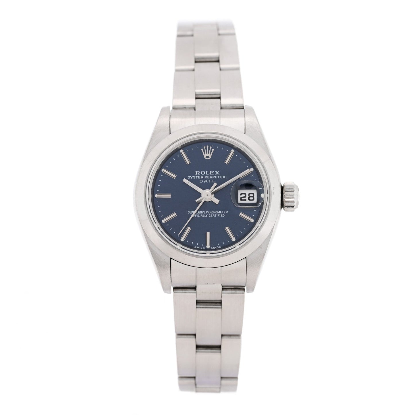 Stainless Steel 26mm Oyster Perpetual Date Watch Blue 79160