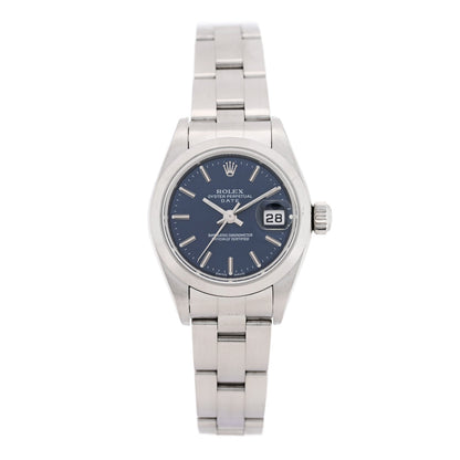 Stainless Steel 26mm Oyster Perpetual Date Watch Blue 79160