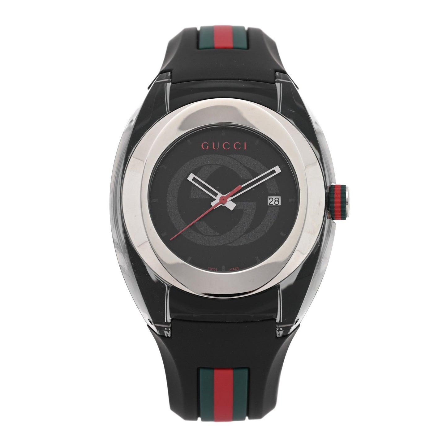 Stainless Steel Rubber 46mm Sync Web Quartz Watch Black