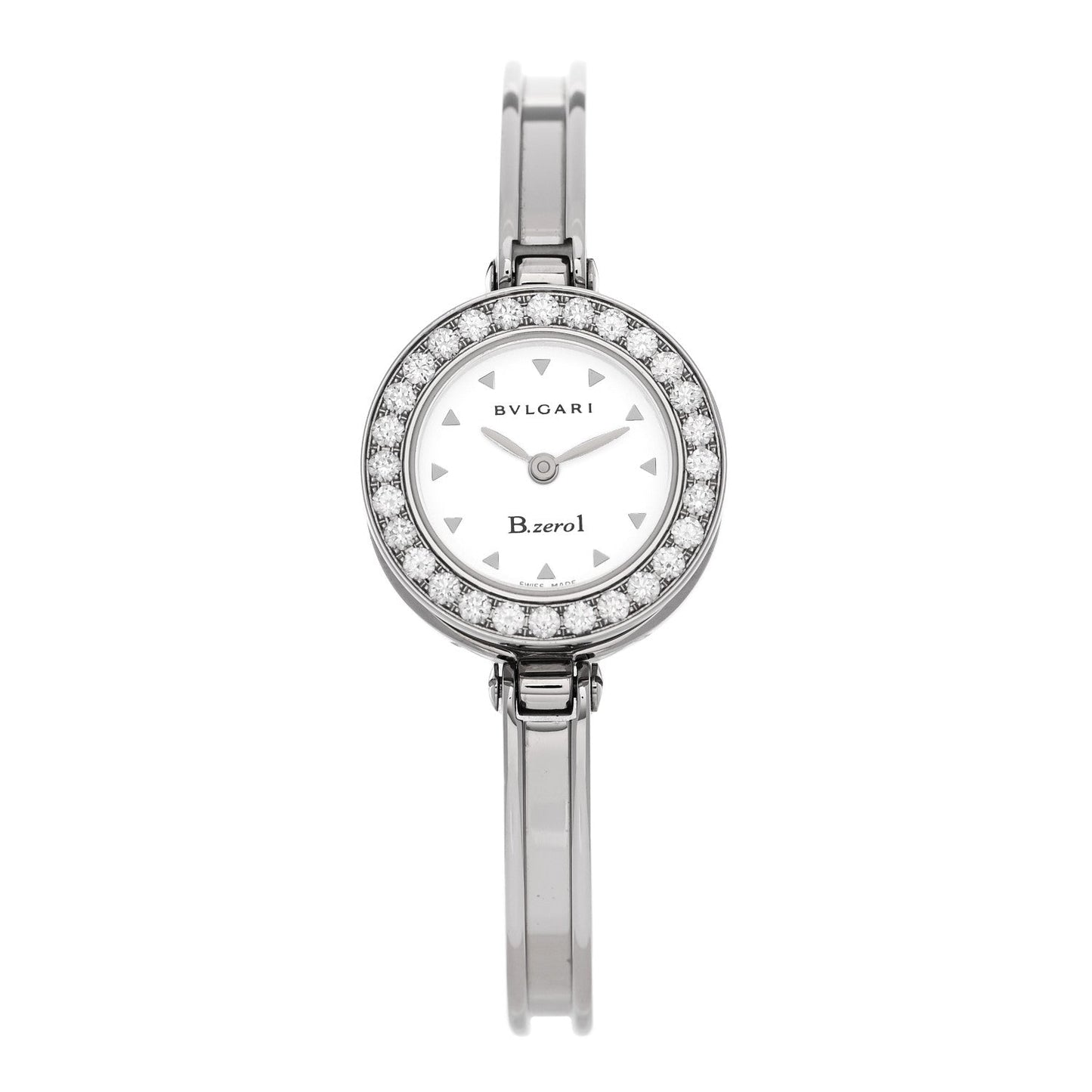 Stainless Steel Diamond Bezel 22mm B.Zero1 Quartz Watch White