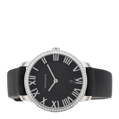 Stainless Steel Satin Diamond Bezel 31mm Atlas 2-Hand Quartz Watch Black