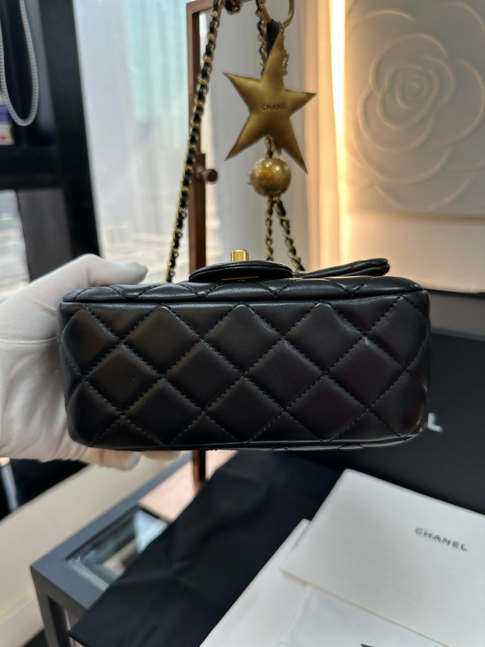 Chanel Luxury Leather Gold Handbag Gold Rovelle Bags