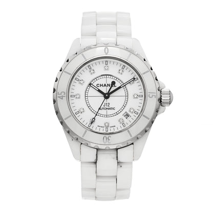 Stainless Steel Ceramic Diamond 38mm J12 Automatic Watch White