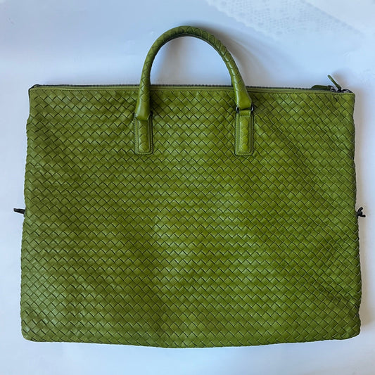Bottega Veneta Maxi Convertible Tote Bag Hobo Green Leather Two-way Carry 52cm
