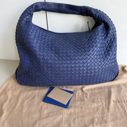 Bottega Veneta Veneta Hobo Large Navy Intrecciato Leather Bag 47cm