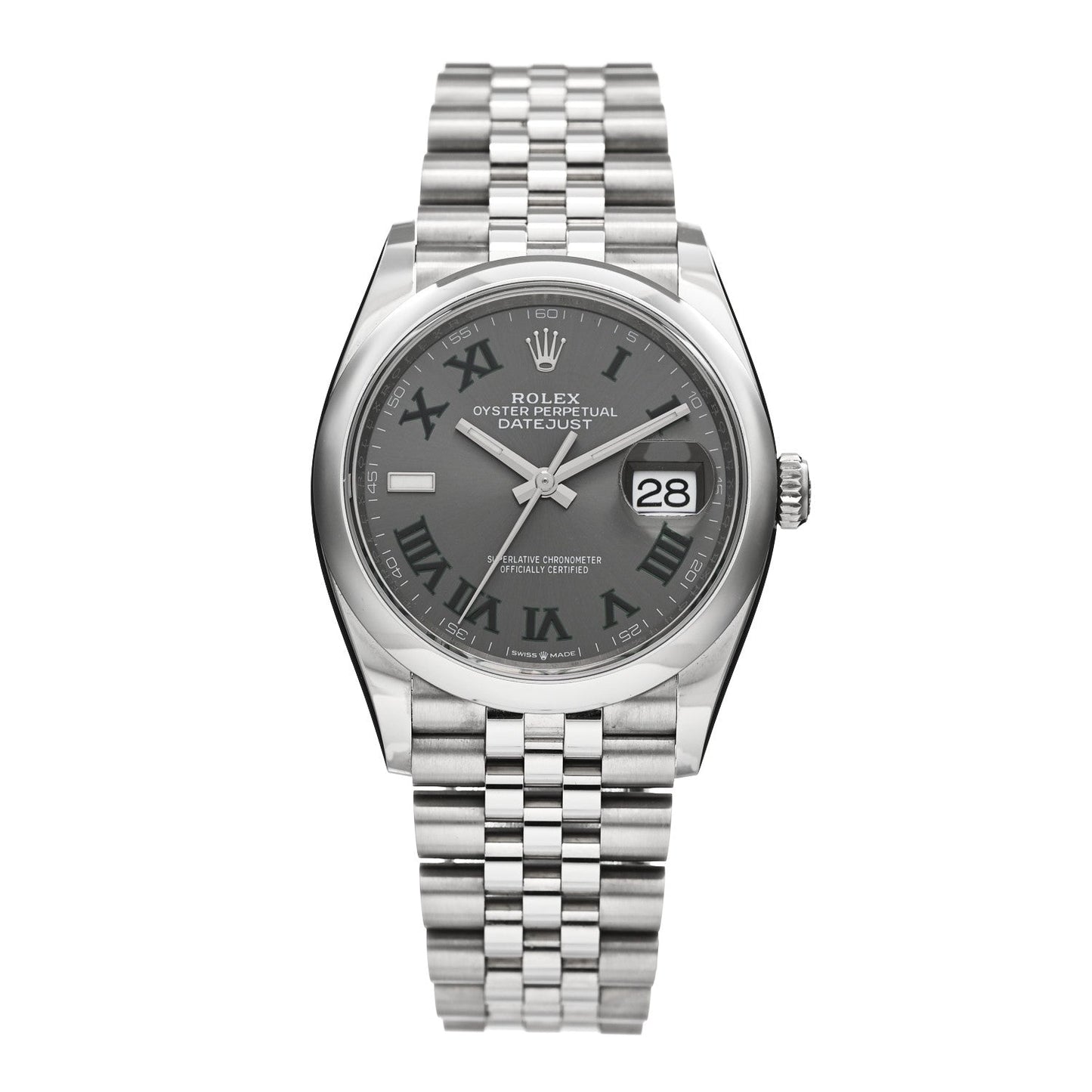 Stainless Steel 36mm Oyster Perpetual Wimbledon Datejust Watch Slate 126200