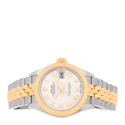 Stainless Steel 18K Yellow Gold 28mm Oyster Perpetual Datejust Watch Silver Roman 279173