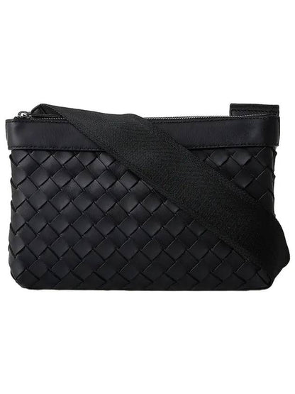 Luxury Bottega Veneta Intrecciato Classic Messenger Bag Black