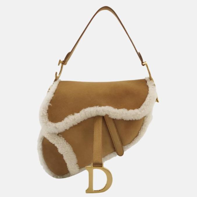 Dior Saddle 2020 Shoulder Bag Shearling Brown and While Rovelle Bags