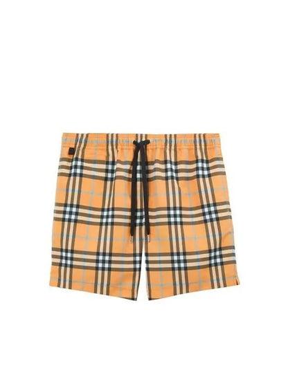 Luxury Burberry Check Drawstring Swim Shorts Orange