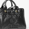 Chanel Calfskin & Gold-Tone Chain | Logo Metal Black Small Tote Bag