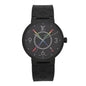 Stainless Steel Rubber 39mm Tambour Slim Rainbow Quartz Watch Black