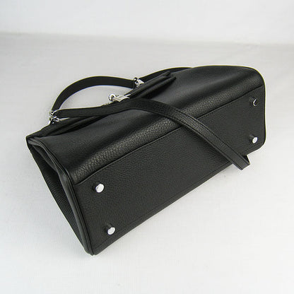 Luxury Hermes Kelly 32Cm Togo Leather Handbag 6108 Black Silver