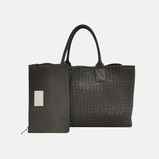 Bottega Veneta Cabat Large Intreccio Leather Tote Bag Dark Chocolate Brown with Pouch 40cm