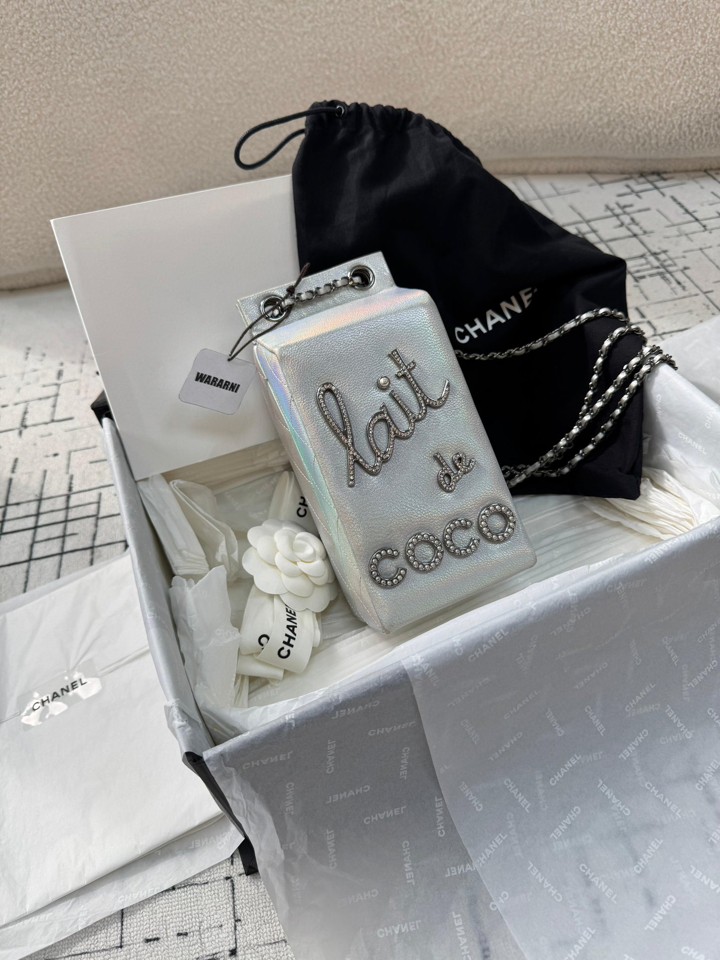 Chanel Luxury Quilted Silver Handbag Rovelle Bags