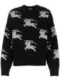 Luxury Burberry EKD Cotton Silk Jacquard Knit Top Black