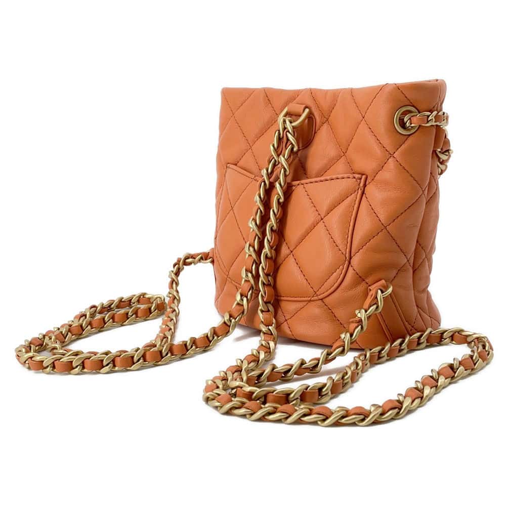 Chanel Matelasse Backpack with Mini Bag Pouch Orange AS3947 Leather Size Small Rovelle Bags