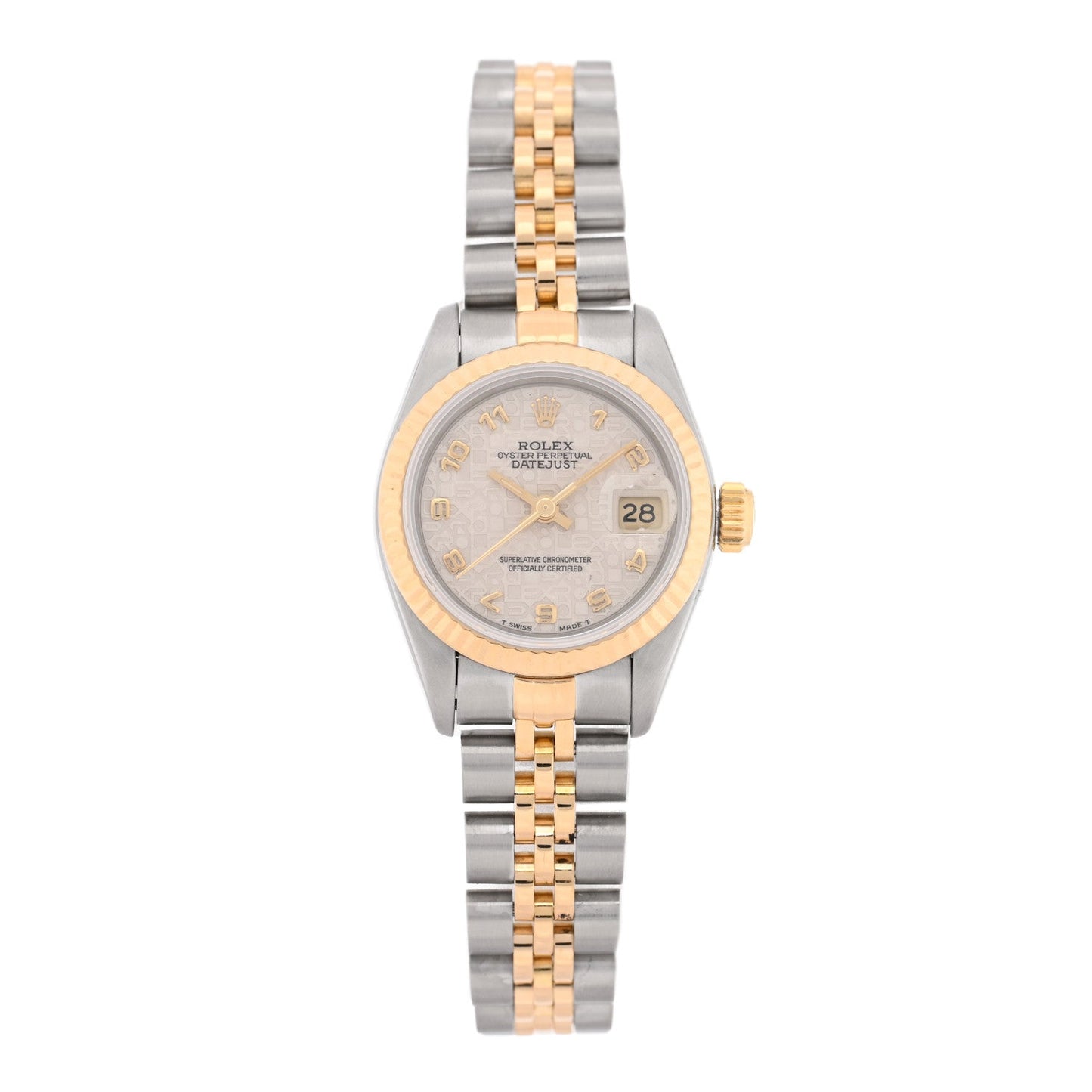 Stainless Steel 18K Yellow Gold 26mm Oyster Perpetual Datejust Watch Ivory Jubilee 69173