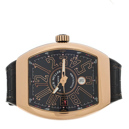 18K Rose Gold Alligator 45mm Vanguard Black Automatic Watch V45SCDT