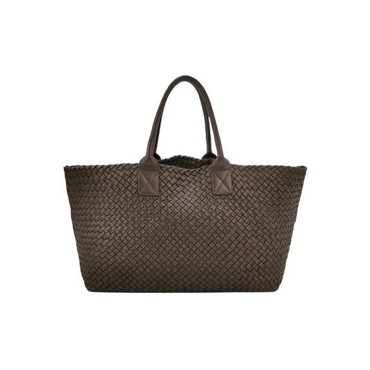 Bottega Veneta Cabat Tote Intreccio Leather Dark Chocolate Brown 45cm