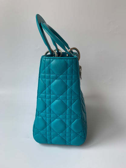 Lady Dior Medium Bag Blue Cannage Lambskin Leather Rovelle Bags