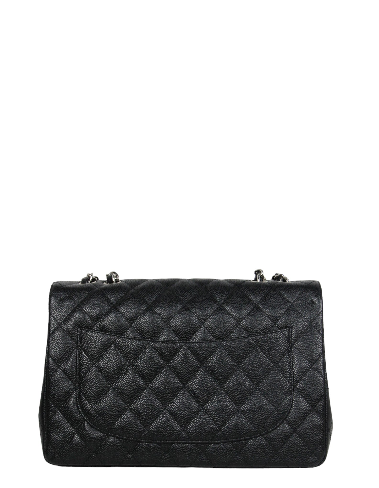 Chanel Black Caviar Leather Single Flap Jumbo Rovelle Bags